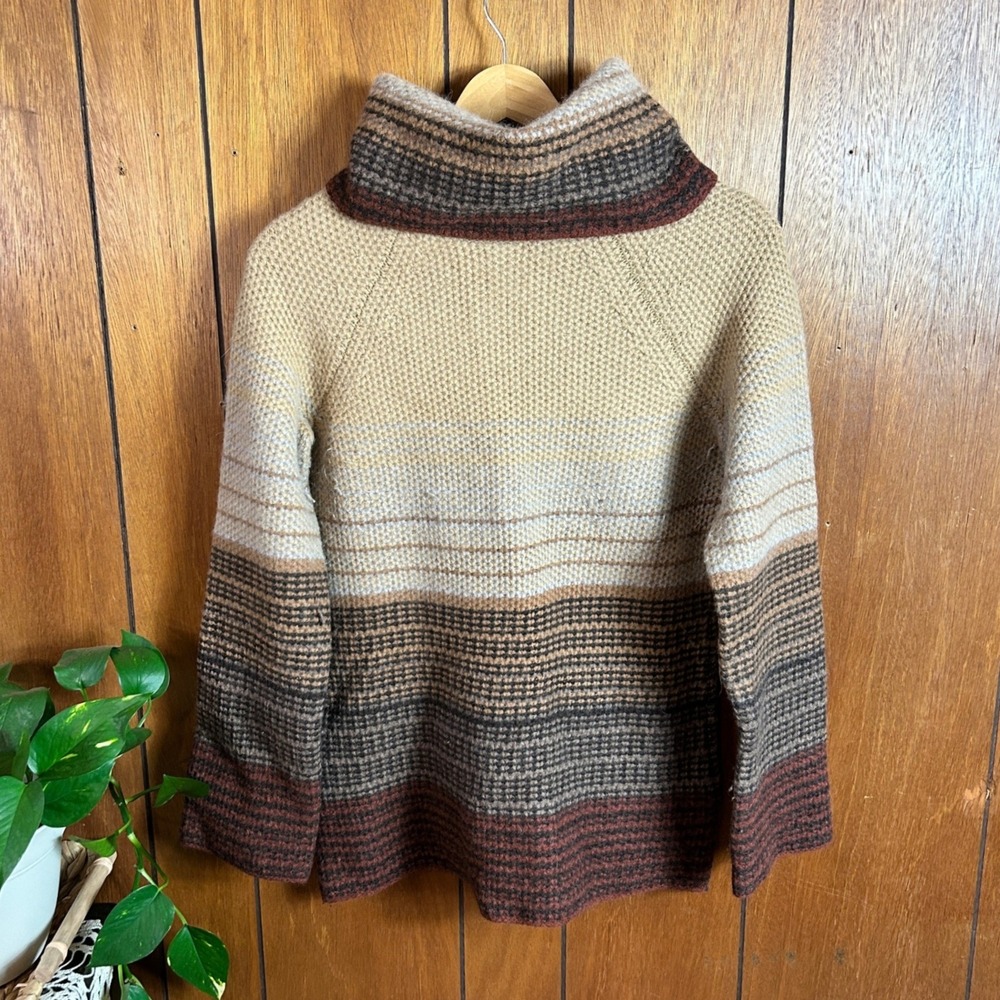 Alexandra Bartlett‎ Womens  Striped Turtleneck Sweater Wool Angora Rabbit Hair